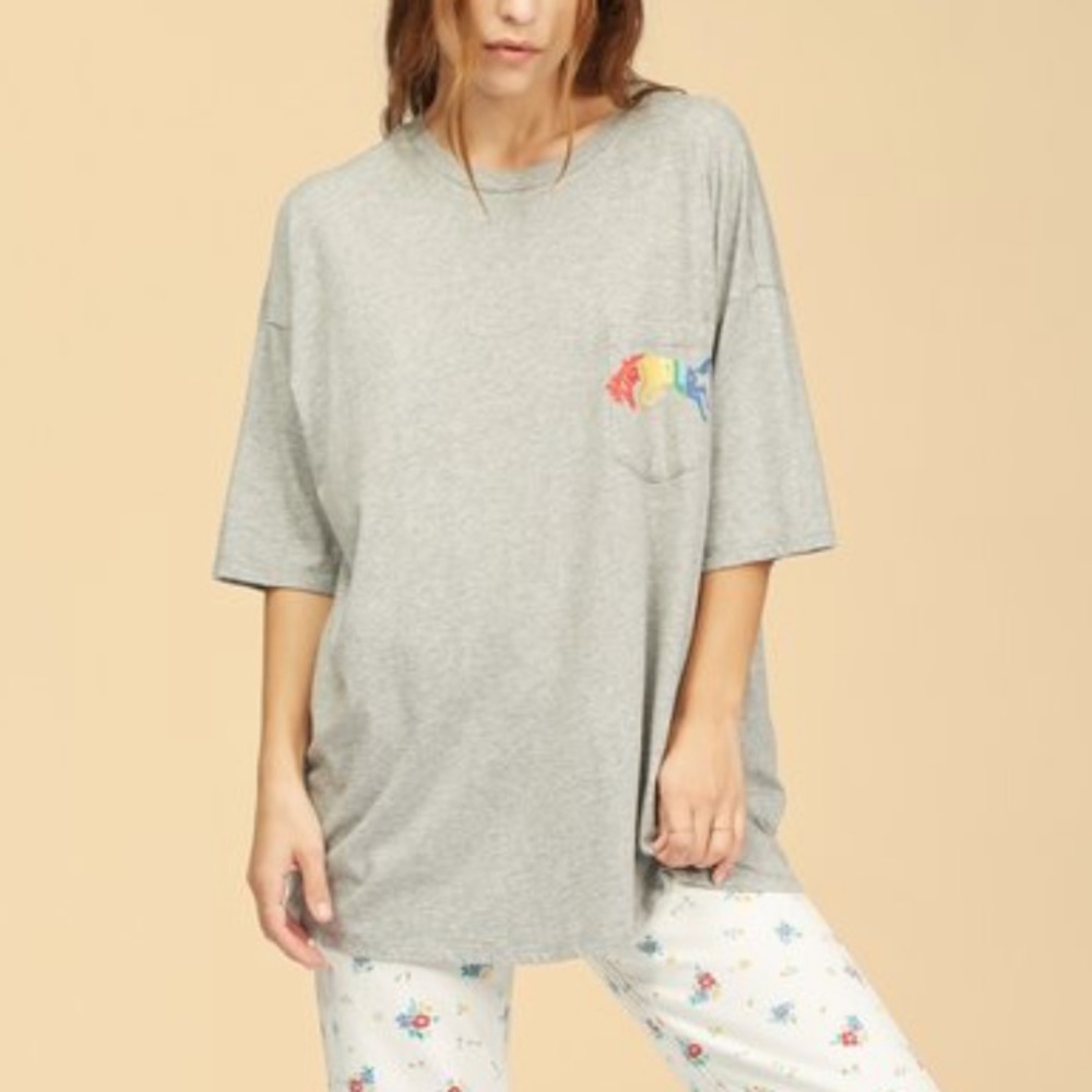 Billabong x Wrangler Gray Horse Pocket Graphic Tee Shirt